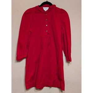 Pomander Place Red Dress Long Sleeve Casual Mini Dress Ruffle Neck XS‎
